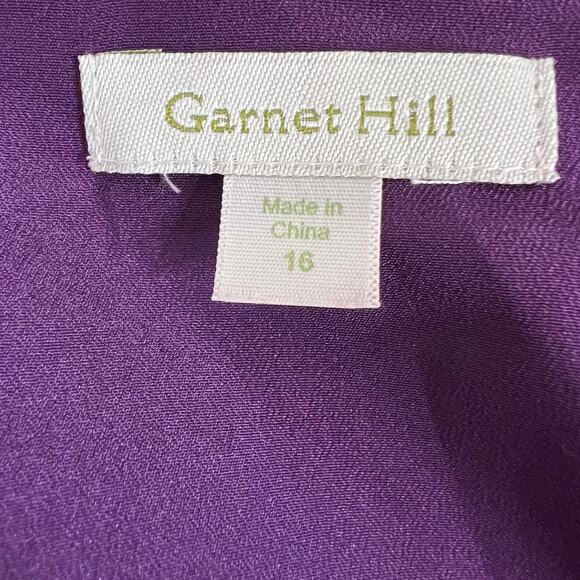 Garnet Hill Womens Dress 16 Purple Paisley Boho Knee Length 3/4 Sleeve Viscose - Picture 4 of 6